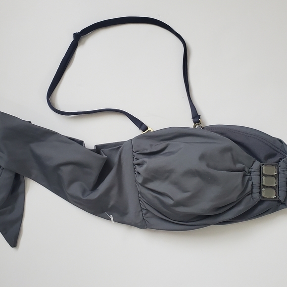 KENNETH COLE NY Bikini Top Gray Faceted Smokey Faux Stones Beachy Poolside Party - Picture 5 of 6